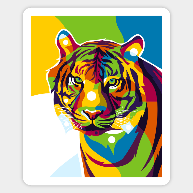 The Colorful Tiger Face Sticker by wpaprint